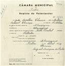 Registo de velocípede de marca Cycles Pombal, com o nº 5178, em nome de João Monteiro Chança, morador em Almoçageme.