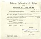 Registo de velocípede de marca Raleigh, com o nº 9208, em nome de Pedro Leger Torres Fernandes, morador em Baratã.