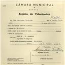 Registo de velocípede de marca Círios, com o nº 3981, em nome de José Rodrigues Vitorino, morador em Montelavar.
