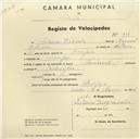 Registo de velocípede de marca Nacional, com o nº 934, em nome de António Estêvão, morador em Assafora.
