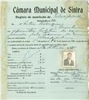 Registo de matricula de velocipedista em nome de Artur Rodrigues, morador em Morelena, com o nº de inscrição 886.