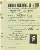 Registo de matricula de velocipedista em nome de Simão José Pedro, morador em Fontanelas, com o nº de inscrição 1784.