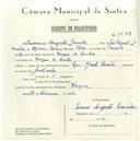Registo de velocípede de marca Raio, com o nº 5658, em nome de Severino Augusto Lavrador, morador em Várzea de Sintra.
