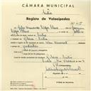 Registo de velocípede com o nº 4055, em nome de Júlio Francisco Lopes Claro, morador em Ribeira de Sintra.