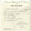 Registo de velocípede com o nº 5081, em nome de António Casinhas Dias, morador em Arneiro.