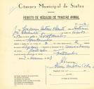 Registo de um veiculo de duas rodas tirado por dois animais de espécie asinina destinado a transporte de mercadorias em nome de Joaquim António Clemente, morador em Fontanelas.
