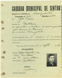 Registo de matricula de velocipedista em nome de João Franco, morador em Montelavar, com o nº de inscrição 1741.