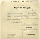 Registo de velocípede de marca Olga, com o nº 779, em nome de José da Conceição Costa, morador em Manique de Cima.