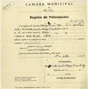 Registo de velocípede com o nº 2056, em nome de Luís Bernardo Camacho Rodrigues Marques Pinto, morador em Monte Banzão.