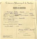 Registo de velocípede de marca Cuciolo, com o nº 7837, em nome de Domingos Caetano Miranda, morador em Seixal.