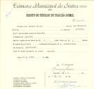 Registo de um veiculo de duas rodas tirado por um animal de espécie asinina destinado a transporte de mercadorias em nome de Rui dos Santos Filipe, morador no Mucifal.