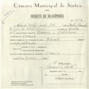 Registo de velocípede com o nº 5134, em nome de Arlindo Mateus Coelho Grilo, morador em Maceira.