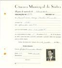 Registo de matricula de velocipedista em nome de Manuel Luís Lamy Mantero Fernandes, morador em Sintra, com o nº de inscrição 6570.