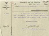 Ofício dirigido ao Administrador do Concelho de Sintra, proveniente do Distrito de Recrutamento e Reserva nº 1, Tenente Coronel João de Passos Pereira de Castro Júnior, referente ao envio do titulo de isenção m/5 de Narciso Morais.