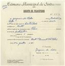 Registo de velocípede de marca Flecha com o nº 5341, em nome de Joaquim da Silva, morador em Sintra.