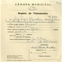 Registo de velocípede de marca Aprilia, com o nº 3874, em nome de Luís Pereira Bacalhau, morador em Pero Pinheiro.