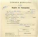 Registo de velocípede de marca Avis, com o nº 3487, em nome de José da Silva Hilário, morador em Abrunheira.