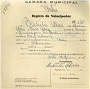 Registo de velocípede de marca Dinar, com o nº 279, em nome de Batista Abreu, morador em Pero Pinheiro.