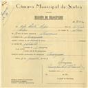 Registo de velocípede com o nº 6102, em nome de João Brito Lopes, morador em Almoçageme.
