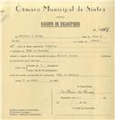 Registo de velocípede de marca Special Cicles, com o nº 6458, em nome de António de Sousa, morador em Chão de Meninos.