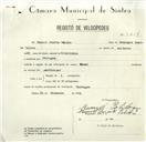Registo de velocípede de marca Famel, com o nº 8404, em nome de Manuel Duarte Polido, morador em Terrugem.