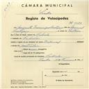 Registo de velocípede de marca Especial, com o nº 4073, em nome de Augusto Domingos Cortegaça, morador em Cabrela.