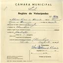 Registo de velocípede com o nº 3699, em nome de Ubaldo Soares de Almeida, morador em Abrunheira.