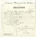 Registo de velocípede de marca Presto, com o nº 5686, em nome de Maria Elisa Roquete Figueiredo, moradora em Rinchoa.