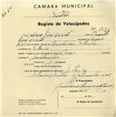 Registo de velocípede de marca Oscar, com o nº 1876, em nome de Álvaro José Neto, morador em S. Pedro de Sintra.