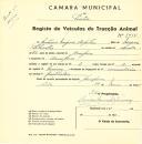 Registo de um veiculo de duas rodas tirado por dois animais de espécie bovina destinado a transporte de mercadorias em nome de António <span class="hilite">Miguel</span> Perpetuo, morador na Assafora.