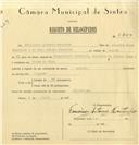 Registo de velocípede com o nº 6450, em nome de Francisco António Moutinho, morador em Cacém de Cima.
