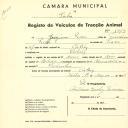 Registo de um veiculo de duas rodas tirado por dois animais de espécie bovina destinado a transporte de mercadorias em nome de Joaquim Pedro, morador em Cabriz.