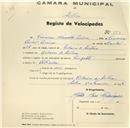 Registo de velocípede de marca Peugeot, com o nº 373, em nome de Francisco Clemente Pereira, morador em Ribeira de Sintra.