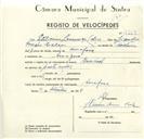 Registo de velocípede de marca Nacional, com o nº 9269, em nome de Etelvino Lourenço Calços, morador em Assafora.