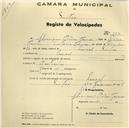 Registo de velocípede com o nº 360, em nome de Henrique Pedro,Lourel. morador em 