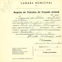 Registo de um veiculo de duas rodas tirado por um animal de espécie muar destinado a transporte de mercadorias em nome de Joaquim da Silva, morador na Fonte da Pedra em Almoçageme.