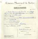 Registo de velocípede de marca Vilar com motor Cuciolo, com o nº 5665, em nome de Carlos Raimundo Júnior, morador em Queluz.