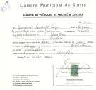 Registo de um veiculo de duas rodas tirado por um animal de espécie asinina destinado a transporte de mercadorias em nome de Inocêncio Lourenço Lapa, morador na Assafora.