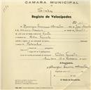 Registo de velocípede com o nº 167, em nome de Henrique Francisco Alexandre, morador em Pedra Furada.