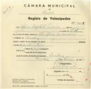 Registo de velocípede com o nº 3455, em nome de Alfredo Batista Pereira, morador em Queluz.