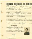 Registo de matricula de velocipedista em nome de Firmino das Neves, morador em Sintra, com o nº de inscrição 2076.