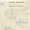 Registo de velocípede de marca Raio, com o nº 4401, em nome de Rui de Rodrigues de Almeida, morador em Sintra.