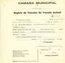 Registo de um veiculo de duas rodas tirado por dois animais de espécie bovina destinado a transporte de mercadorias em nome de Francisco Filipe, morador em Belas.