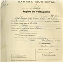 Registo de velocípede de marca Fairuz, com o nº 282, em nome de Raul Fernando Ruiz Pereira Leite, morador em Sabugo.