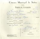 Registo de velocípede de marca Azur, com o nº 9001, em nome de Fernando Freire, morador em Francos.
