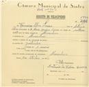 Registo de velocípede com o nº 5996, em nome de Francisco Silva Louro, morador em Alvarinhos.