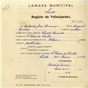 Registo de velocípede de marca Elgin, com o nº 3030, em nome de Arlindo José Lourenço, morador em S. Pedro de Sintra.