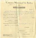 Registo de velocípede com o nº 6803, em nome de José Fernando Godinho Fernandes, morador em Azenhas do Mar.