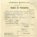 Registo de velocípede de marca Olympique, com o nº 4241, em nome de Amadeu Fernandes Laranjeira, morador em Paiões.