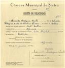 Registo de velocípede de marca Cicles Pombal, com o nº 6822, em nome de Armindo Rodrigues Leitão, morador em Algueirão.